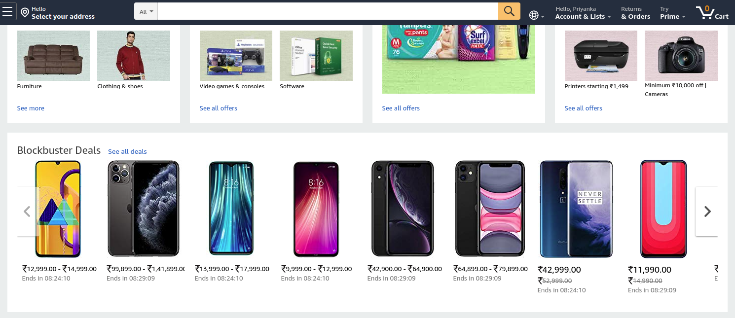 Amazon homepage screenshot
