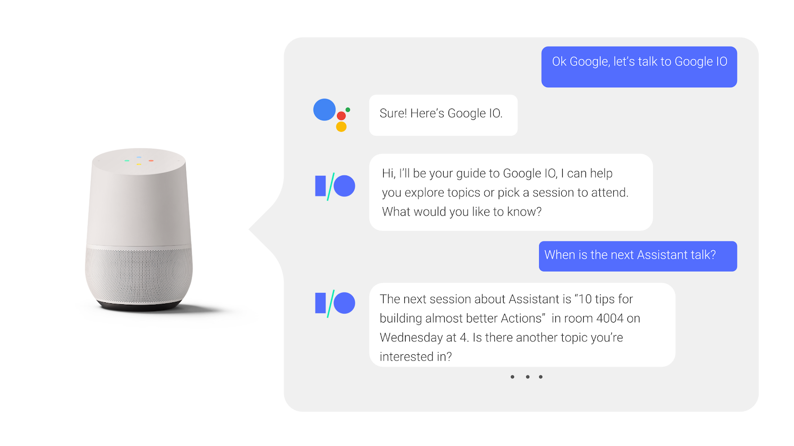 Image showcasing a conversation with google home smart speaker